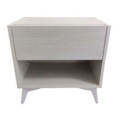 Mesa Cabeceira AQUA 1 Gaveta Carvalho Glacial c/Pés Brancos Ref. AQ2101
