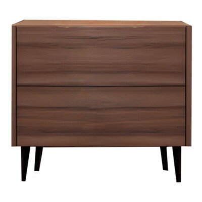 Mesa Cabeceira AQUA 2 Gavteas Nogueira Siroko c/ Pés Pretos Ref. AQ2101