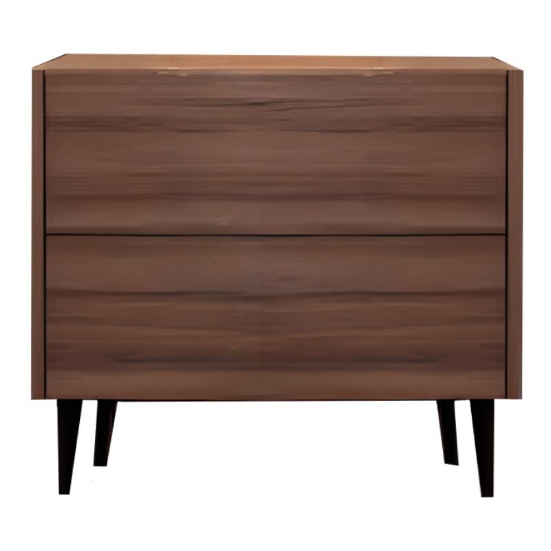 Mesa Cabeceira AQUA 2 Gavteas Nogueira Siroko c/ Pés Pretos Ref. AQ2101