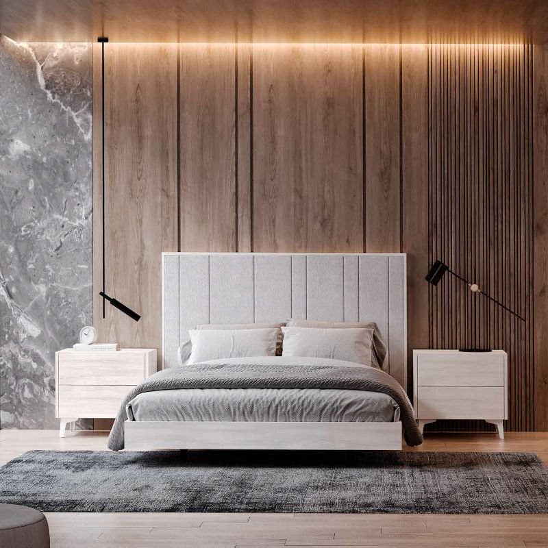 Cama Casal AQUA p/ col 200x150 Carvalho Glacial Tipo D Paris Light Grey - Image 2