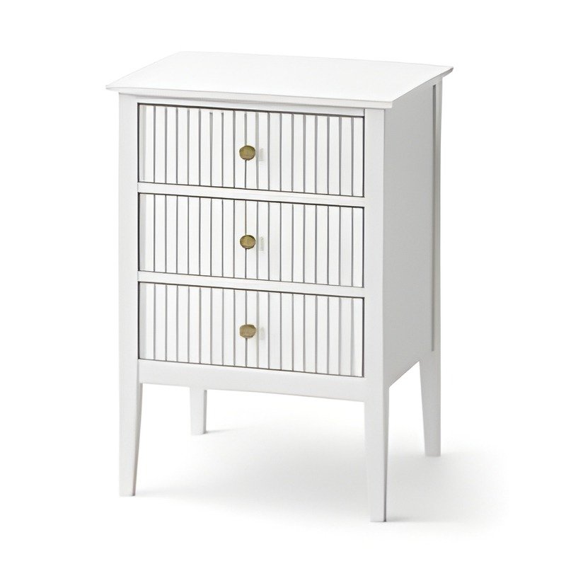 Mesa de Cabeceira Branca 3 Gavetas Ref. 5266