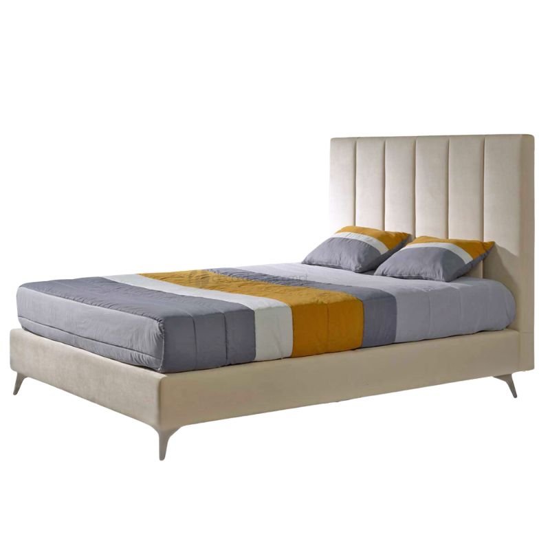 Cama Estofada Turim Fixa Inteira L com Pés