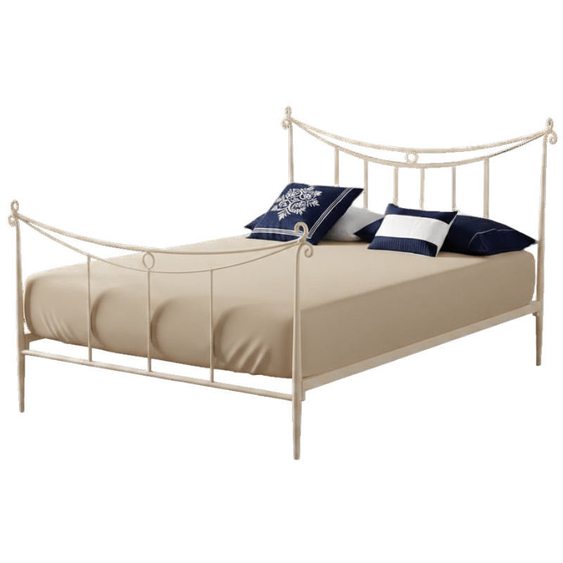 Cama Ferro Decapé Branco e Bege Ref. 144 para Colchão 200x150