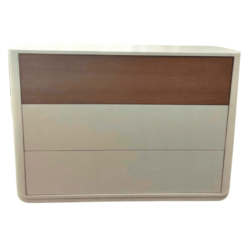 Cómoda Narta 3 Gavetas Lacado Branco Mate 9010 c/Carvalho