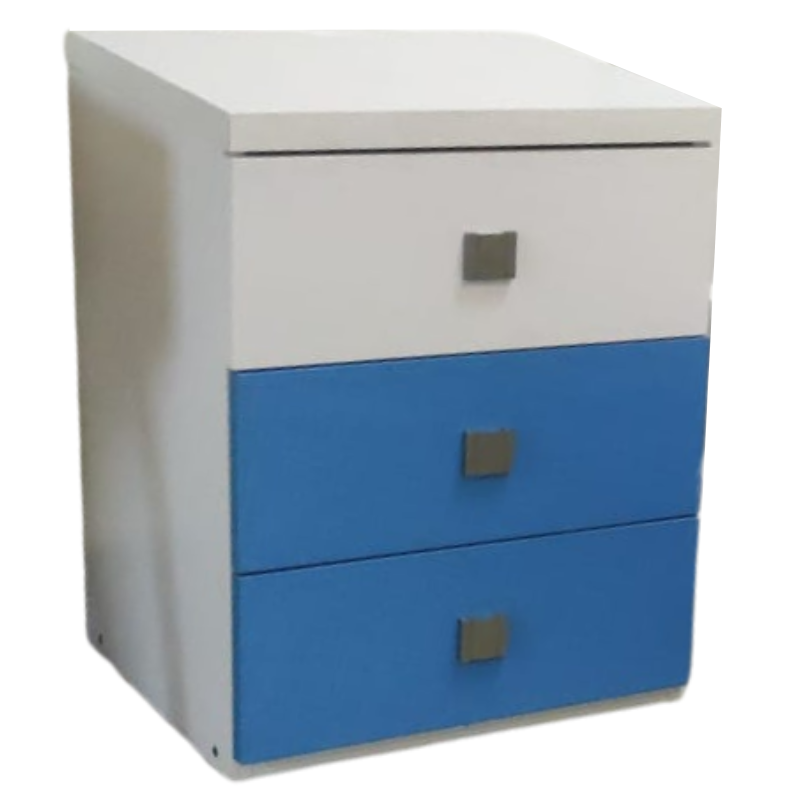 Conjunto Cama para col 190x90cm + Mesa de Cabeceira Azul+Branco - Image 4